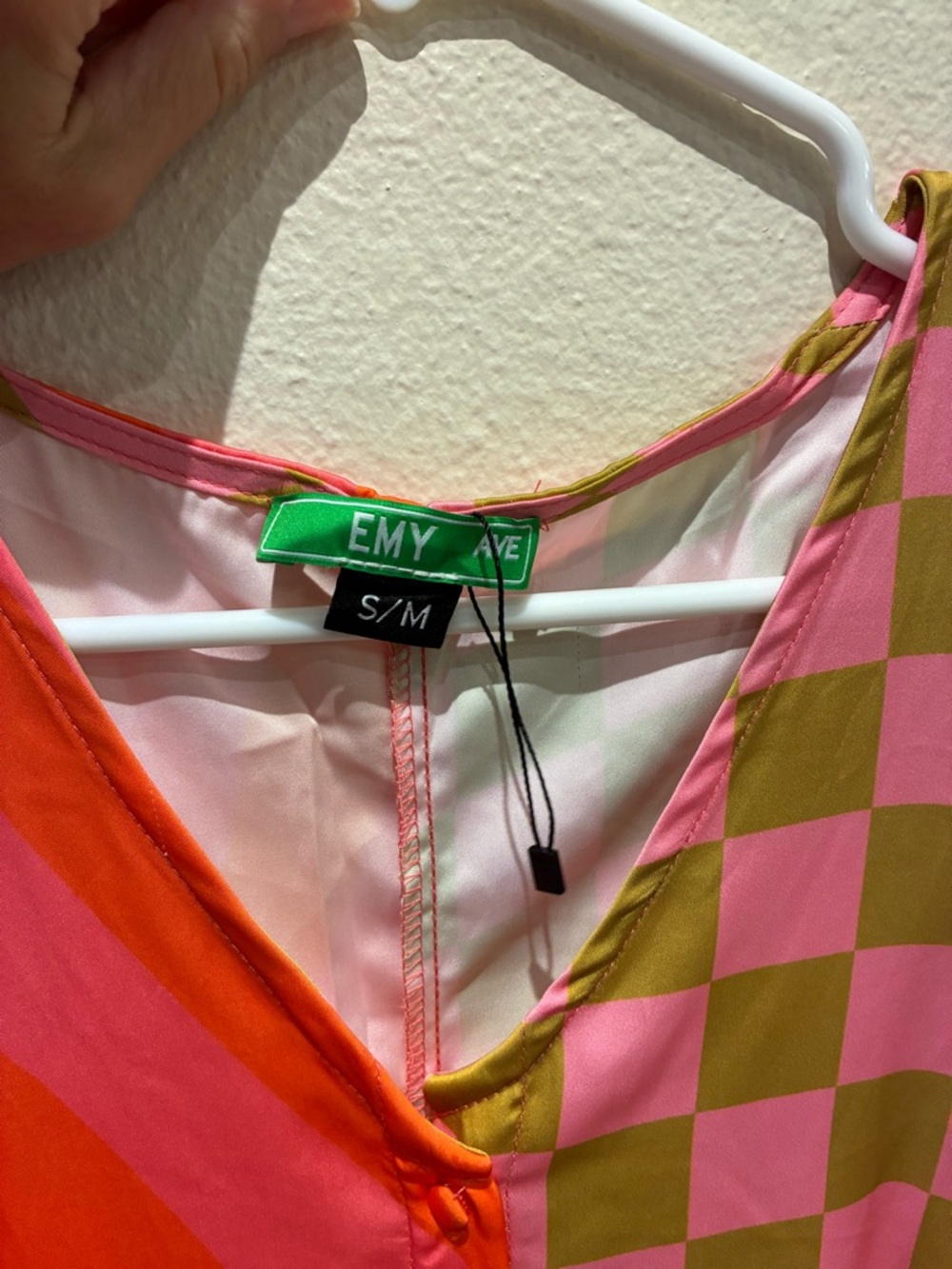 Emy Ave Wild Child Dress - Pink & Orange Satin Multi-Print - Sz S/M Hippie Boho - Picture 4 of 5